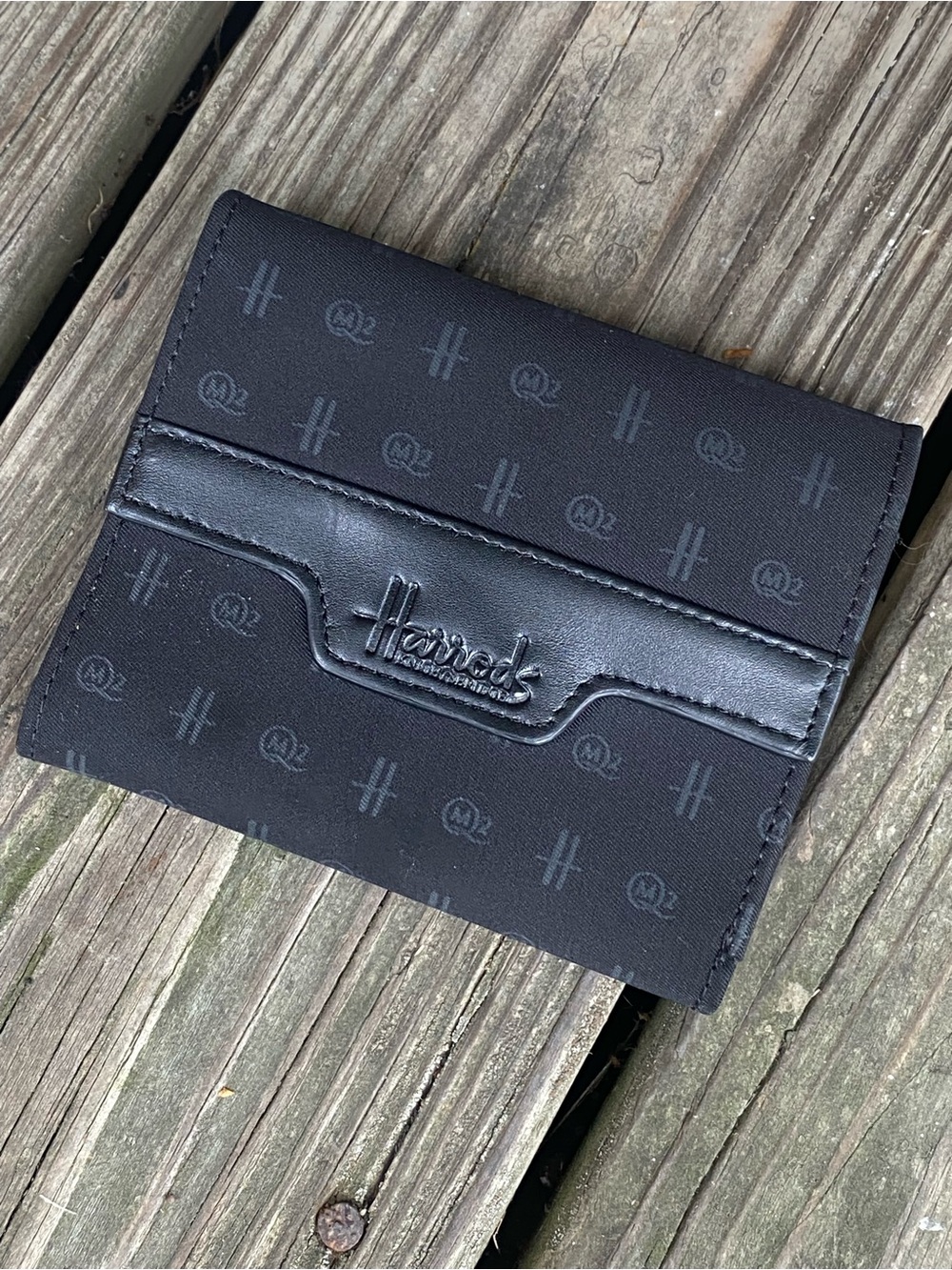 HARRODS LONDON KNIGHTBRIDGE- Black Embossed Wallet